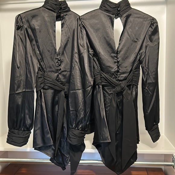 Svetlana size 8 & 4 high neck long sleeve sexy keyhole tuxedo tail ruching cuff - Picture 15 of 17